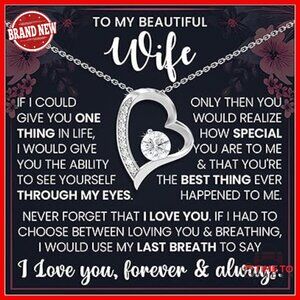 Adjustable Pendant Necklace with Cubic Zirconia Stone, Gift for Wife